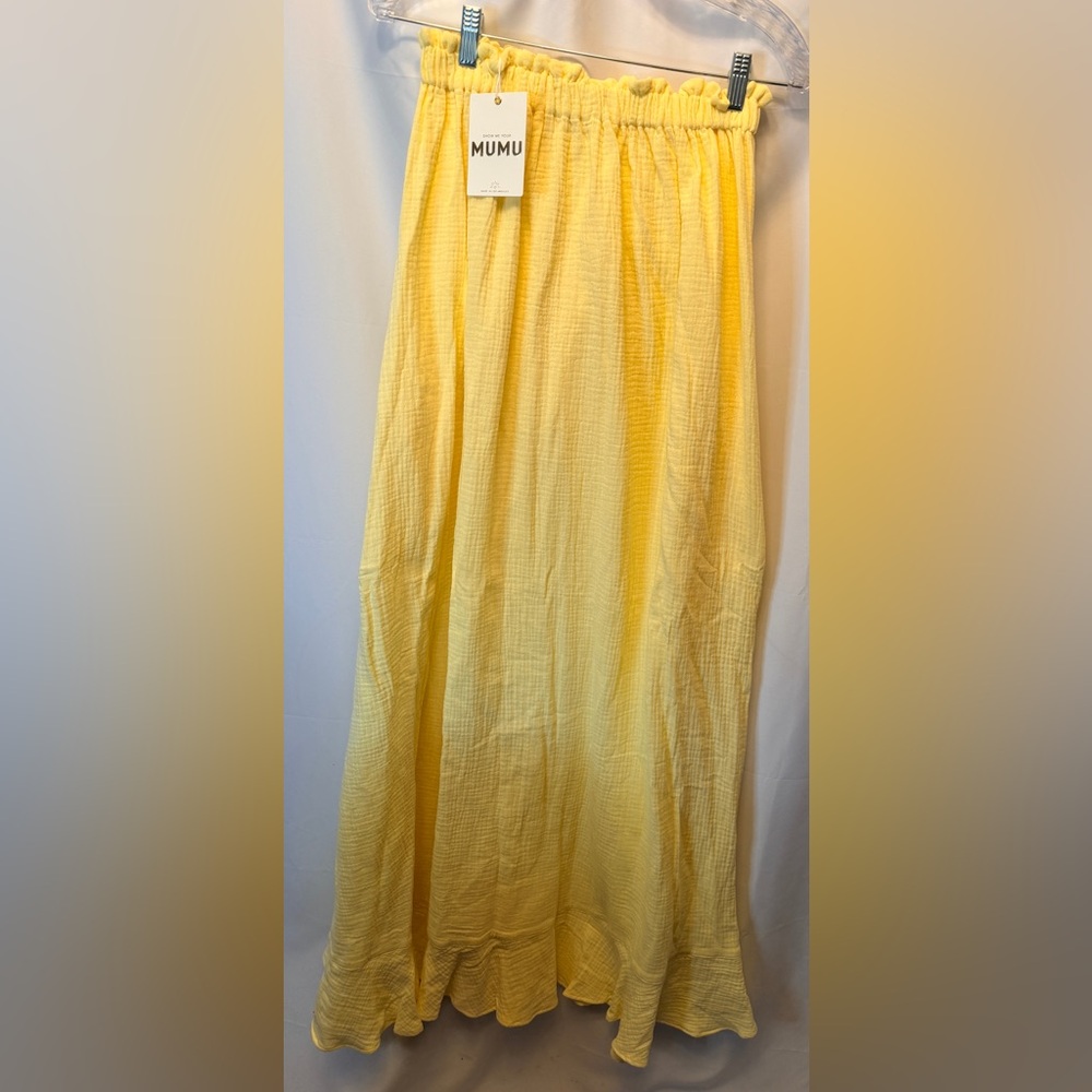 NWT Show Me Your Mumu Size Medium Around The World Maxi Dress Yellow Gauze - Picture 3 of 13